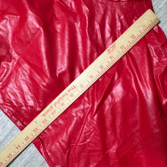 Paper Moon Seoul Women's Wide Leg Pants Vegan Leather NWT L Hot Red 26x28 - Picture 7 of 11